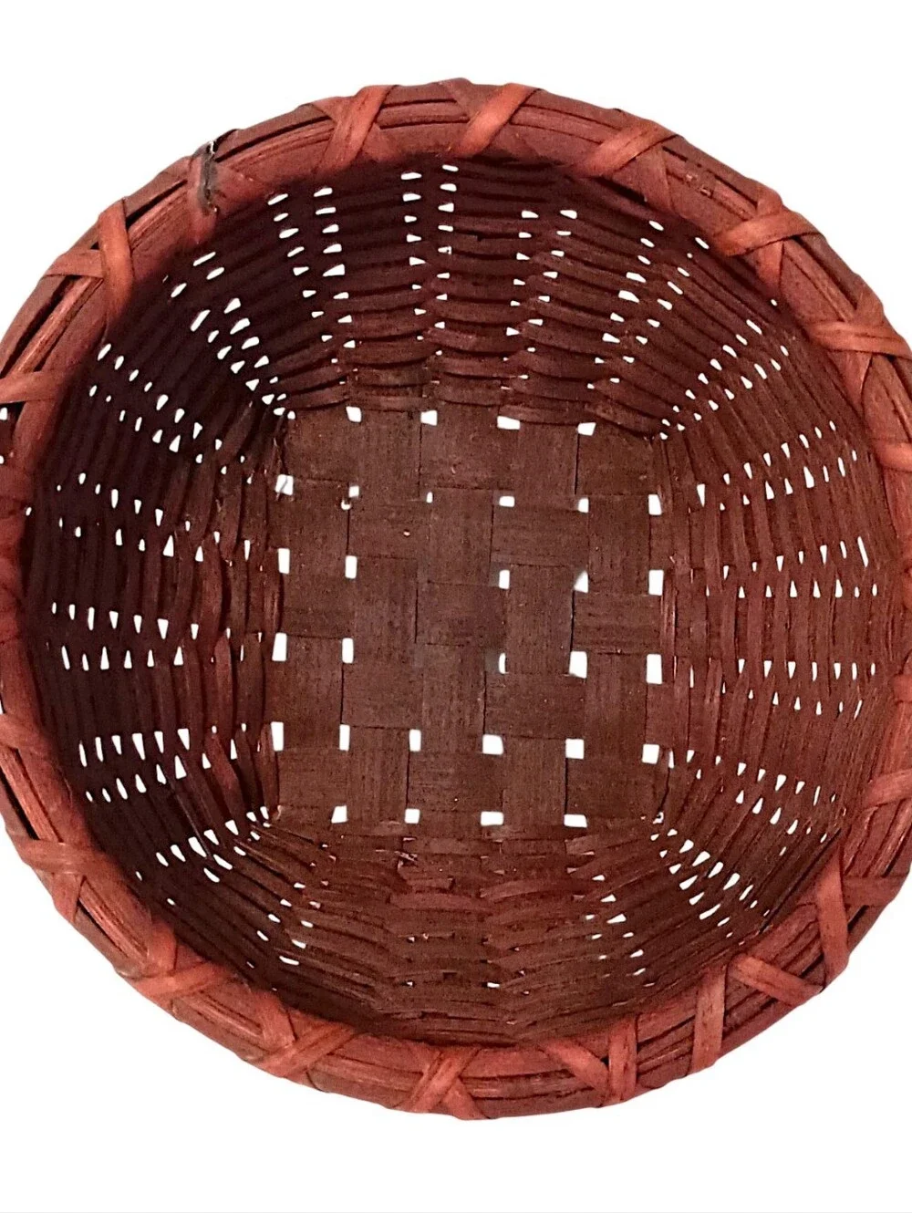 Basketville Handmade Basket Handles Rustic Primitive‎ Woven Reed Slats Vintage